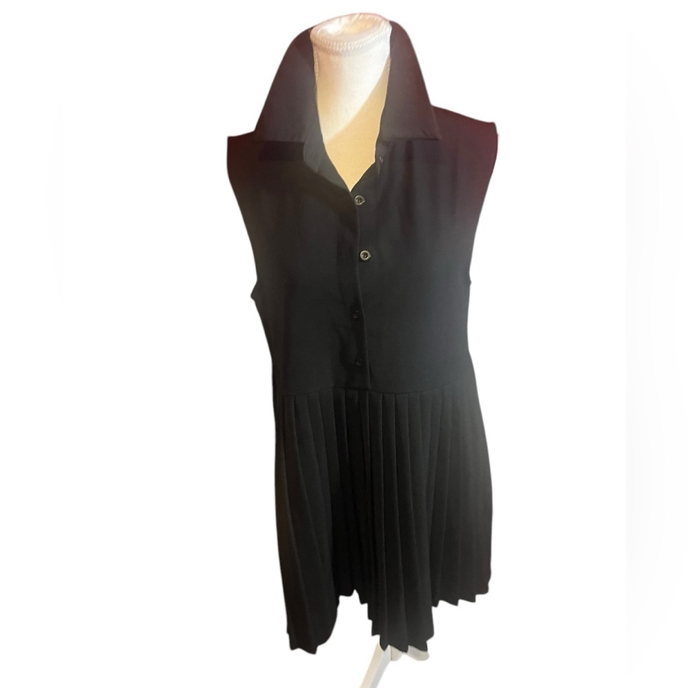 SUNNY black pleated dress collar Victory 2 dress size M